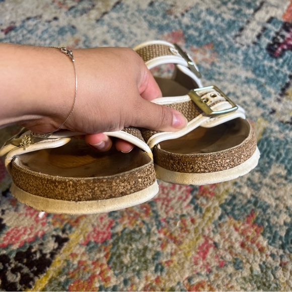 Birkenstock Arizona Textile Natural Jute White Sandals - Picture 7 of 8